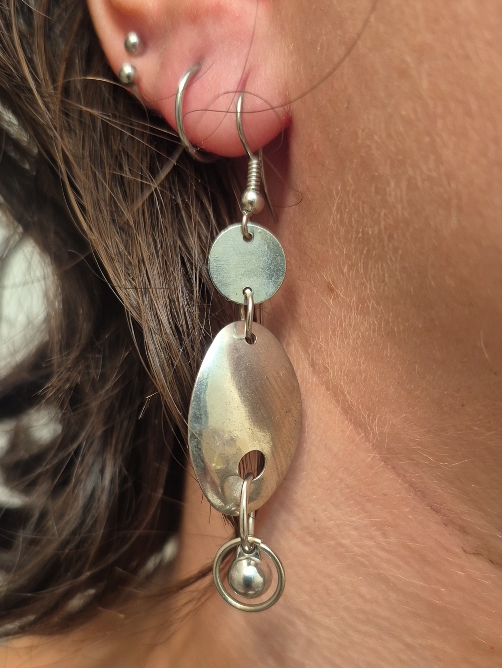 Stainless Steel Dangle Oval Link Earrings - Women Jewelry